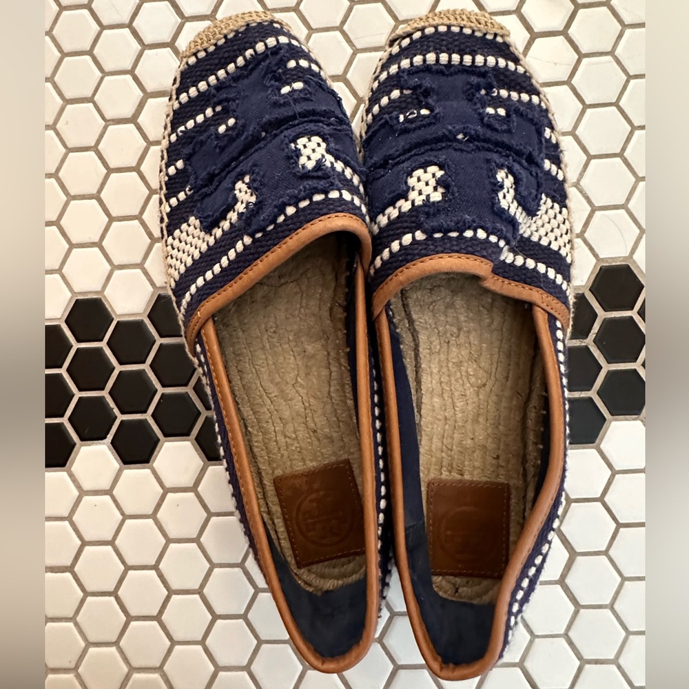 Tory Burch Navy and tan Espadrilles